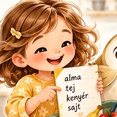 Lili büszkén mutat egy bevásárlólistát